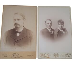 Antique Cabinet Card Photos Couple Portrait Victorian Ephemera Midwest